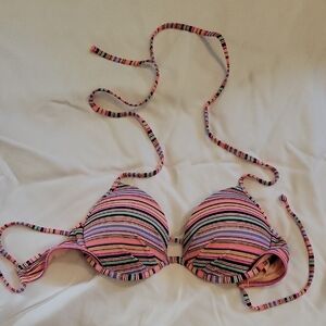Victoria's Secret Striped Pink Multicolor Push-Up Bikini Top
